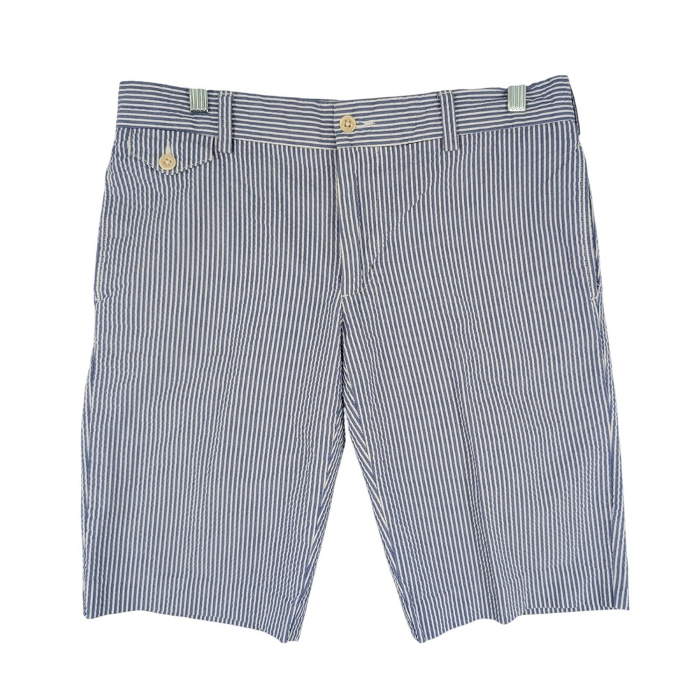 Ralph Lauren Seersucker Shorts 8 Blue White Striped Cotton‎ Coastal Nautical